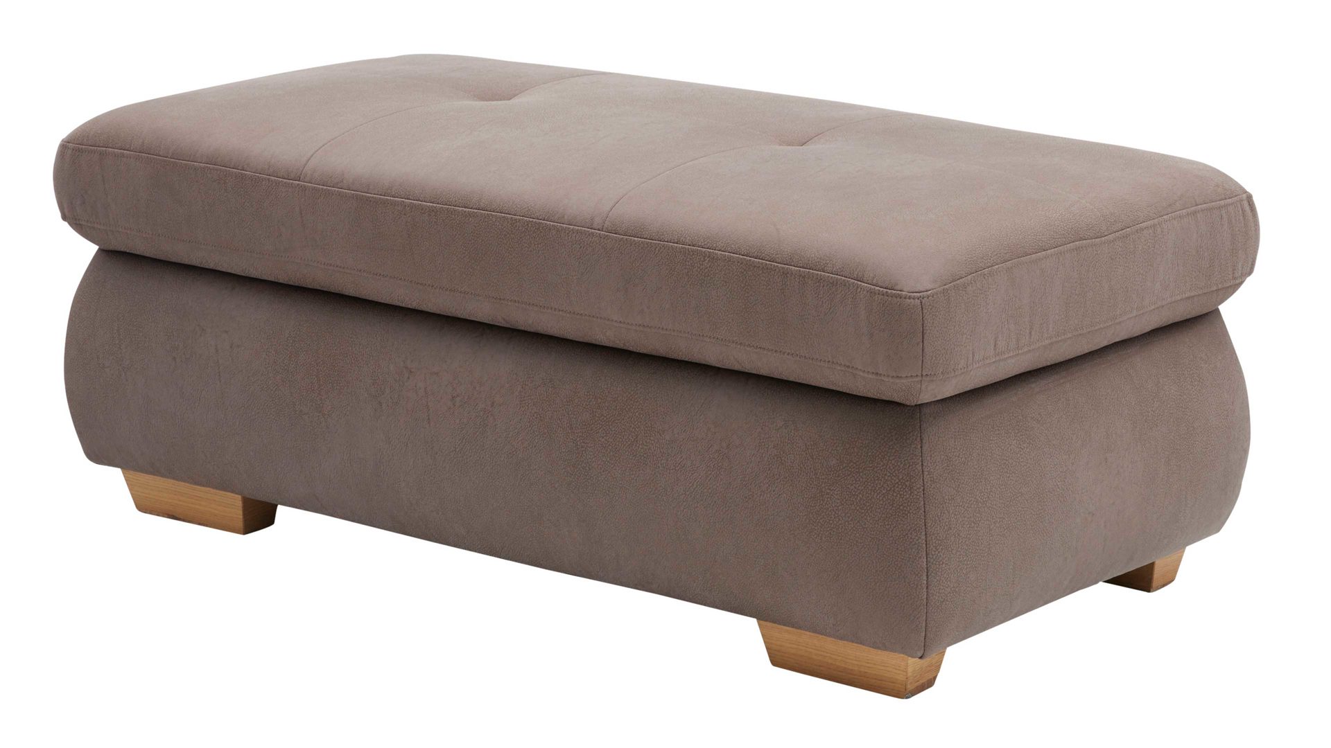 Polsterhocker modulmaster aus Stoff in Braun Modulmaster MM-MP1044 - XXL-Funktionshocker nougatfarbene Mikrofaser Saddle & Holzfüße - ca. 129 x 64 cm