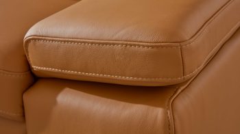 Ecksofa modulmaster aus Leder in Orange Modulmaster MM-PN1044 - Ecksofa kurkumafarbenes Leder Vivre & Rollenfüße – Stellfläche ca. 195 x 309 cm