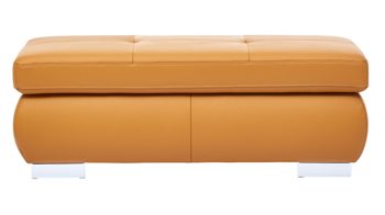 Funktionshocker modulmaster aus Leder in Orange Modulmaster MM-PN1044 - Funktionshocker als Sitzmöbel kurkumafarbenes Leder Vivre & Rollenfüße – ca. 129 x 64 cm