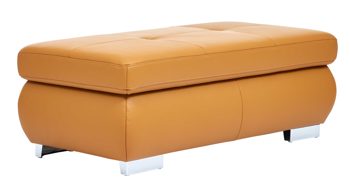 Polsterhocker modulmaster aus Leder in Orange Modulmaster MM-PN1044 - XXL-Hocker als Sitzmöbel kurkumafarbenes Leder Vivre & Rollenfüße – ca. 129 x 64 cm