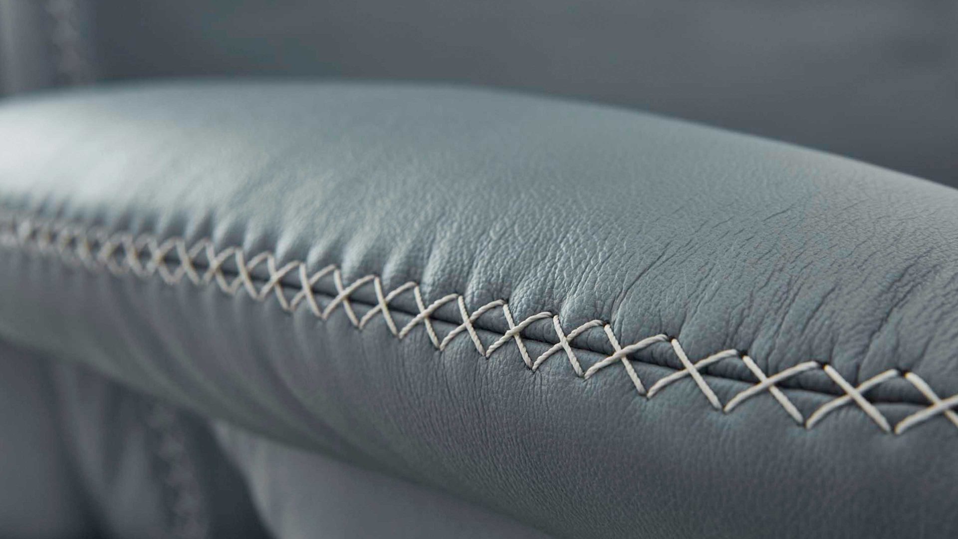 Ecksofa modulmaster aus Leder in Hellblau Modulmaster MM-PN1037 - Ecksofa als Polstermöbel stahlfarbenes Leder Vivre steel – Stellfläche ca. 271 x 235 cm