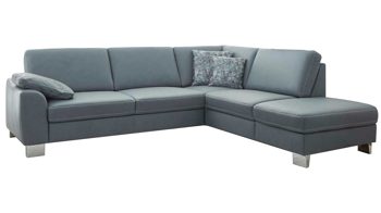 Ecksofa modulmaster aus Leder in Hellblau Modulmaster MM-PN1037 - Ecksofa als Polstermöbel stahlfarbenes Leder Vivre steel – Stellfläche ca. 271 x 235 cm