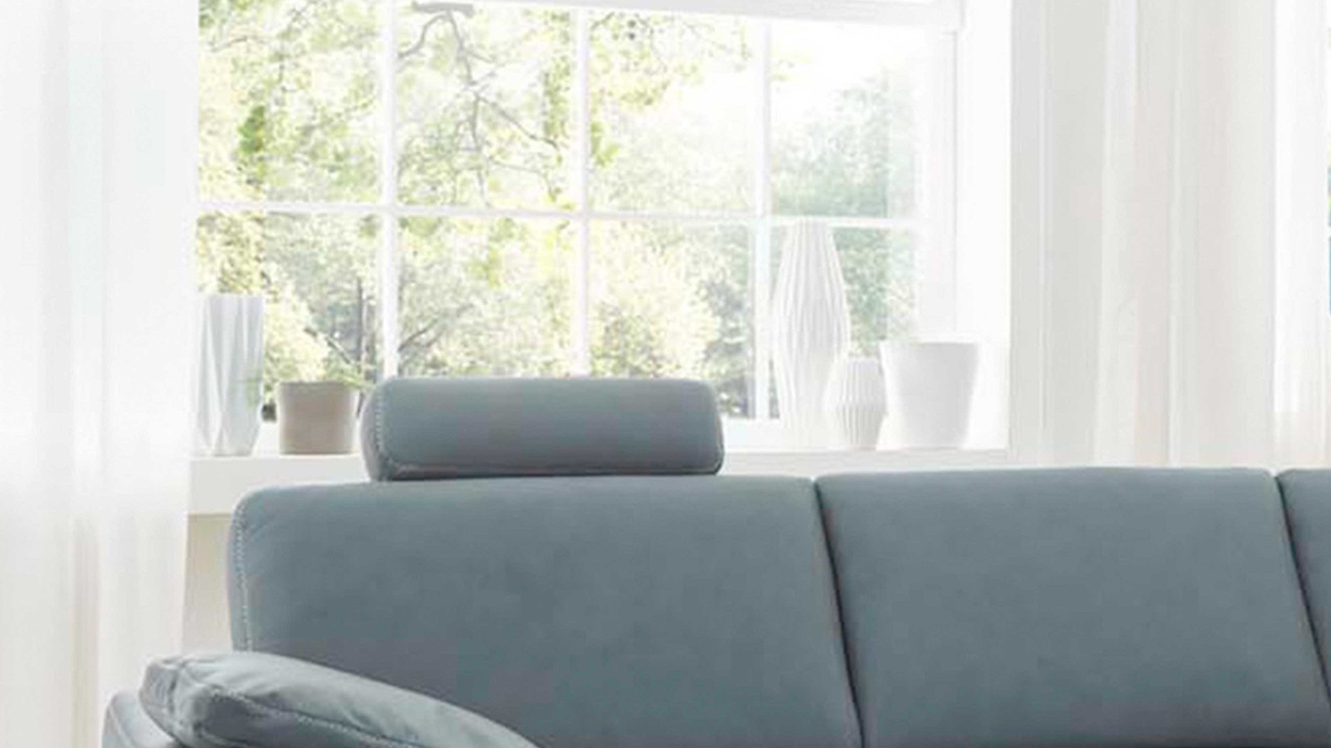 Kopfstütze modulmaster aus Leder in Hellblau Modulmaster MM-PN1037 - Kopfstütze KS stahlfarbenes Leder Vivre - ca. 52 x 15 cm