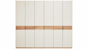 Kleiderschrank Interliving aus Holz in Weiß Interliving Schlafzimmer Serie 1023 – Kleiderschrank Weiß & Balkeneiche - sechs Türen, Breite ca. 269 cm