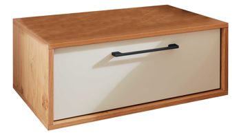 Nachtkommode Interliving aus Holz in Weiß Interliving Schlafzimmer Serie 1023 – Nachtkommode Breite ca. 64 cm - Weiß & Balkeneiche, eine Schublade
