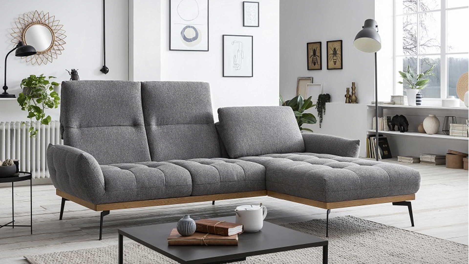 Ecksofa Exxpo sofa fashion aus Stoff in Grau Ecksofa Pablo grauer Stoffbezug Tessero 03 - Stellfläche ca. 245 x 185 cm