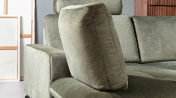 Einzelkissen Megapol aus Stoff in Grün Polsterserie VS-MP1154 - Steckrücken olivfarbener Mikrovelours Isa