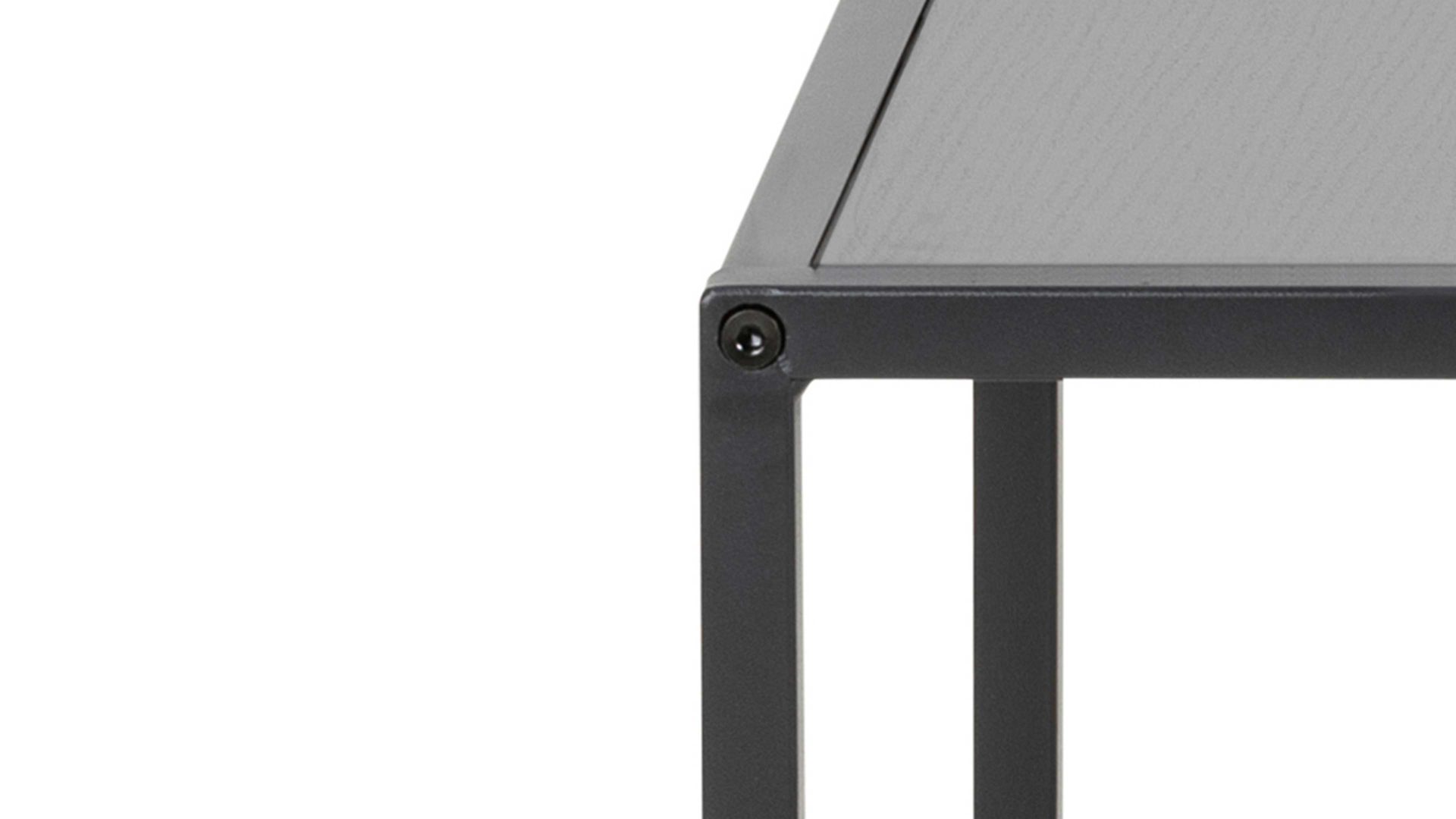 Beistelltisch-Set Actona group aus Holz in Schwarz Beistelltisch-Set Seaford im Industrielook bzw. Beistelltische schwarz Esche – zweiteilig