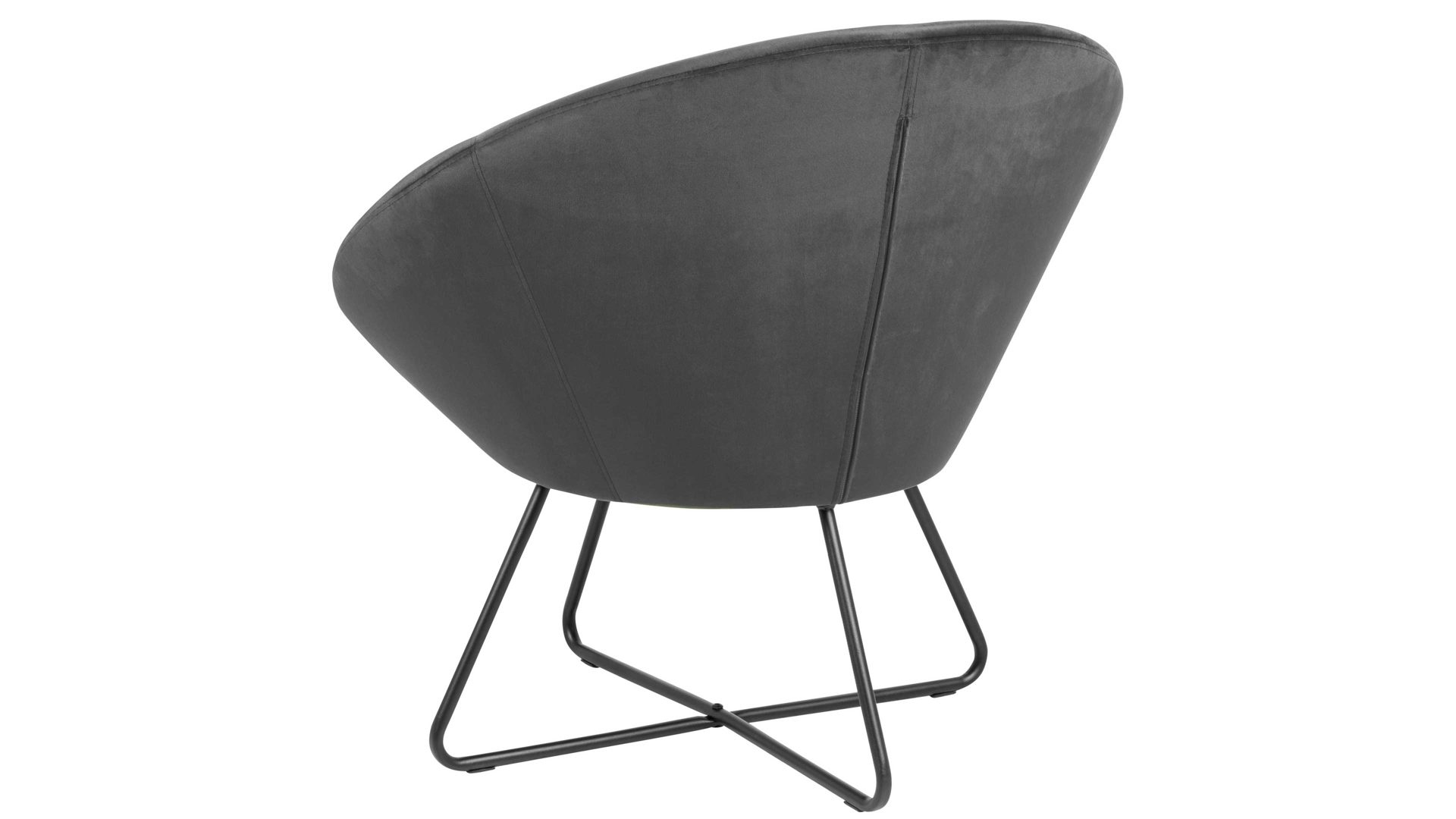 Lounge-Stuhl Actona group aus Stoff in Dunkelgrau Loungestuhl Center dunkelgrauer Samt Vic 28 & schwarzes Metallgestell