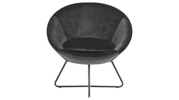 Lounge-Stuhl Actona group aus Stoff in Dunkelgrau Loungestuhl Center dunkelgrauer Samt Vic 28 & schwarzes Metallgestell