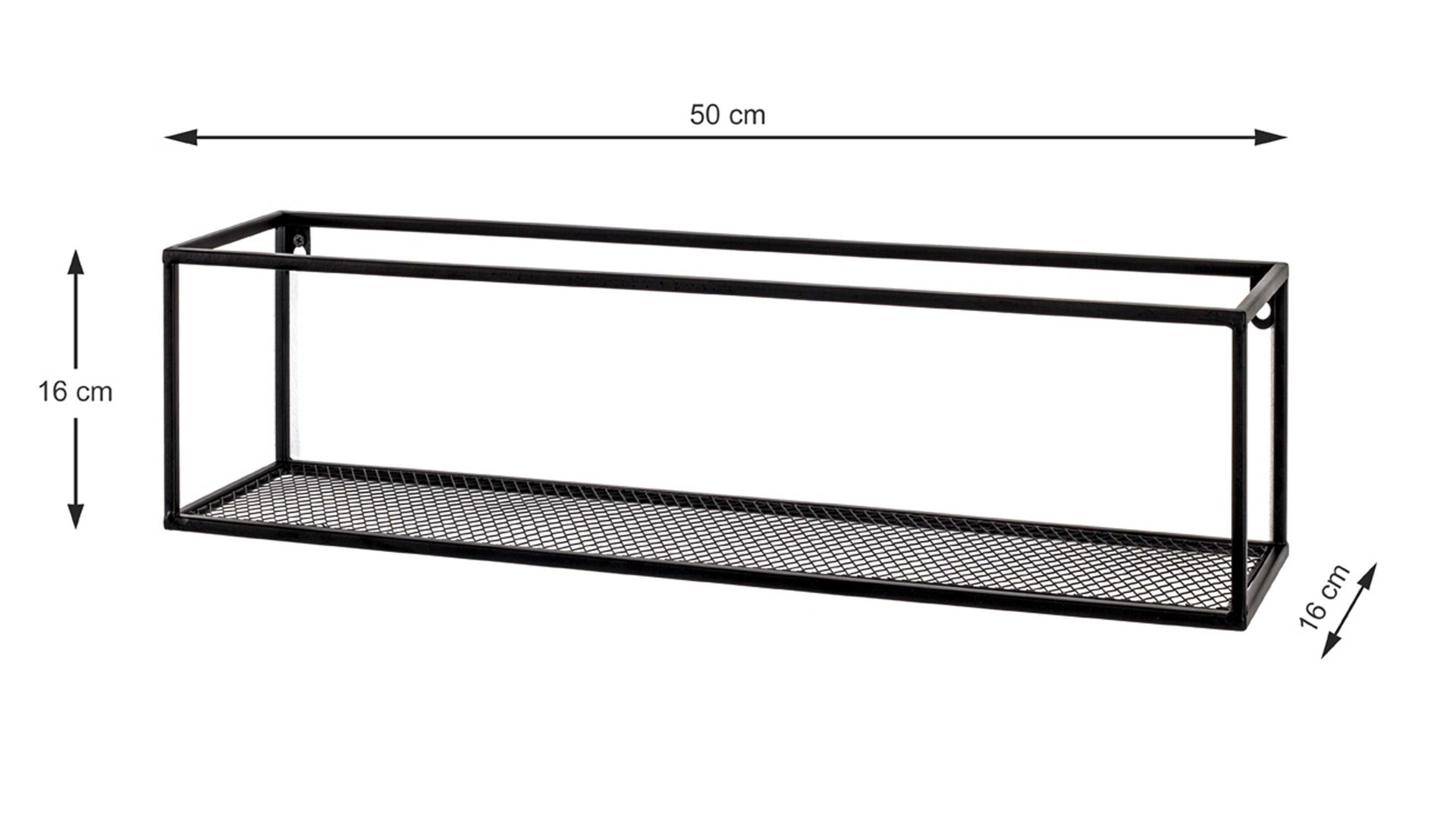 Wandregal Haku aus Metall in Schwarz Wandregal schwarzes Geflecht & Metall - Länge ca. 50 cm