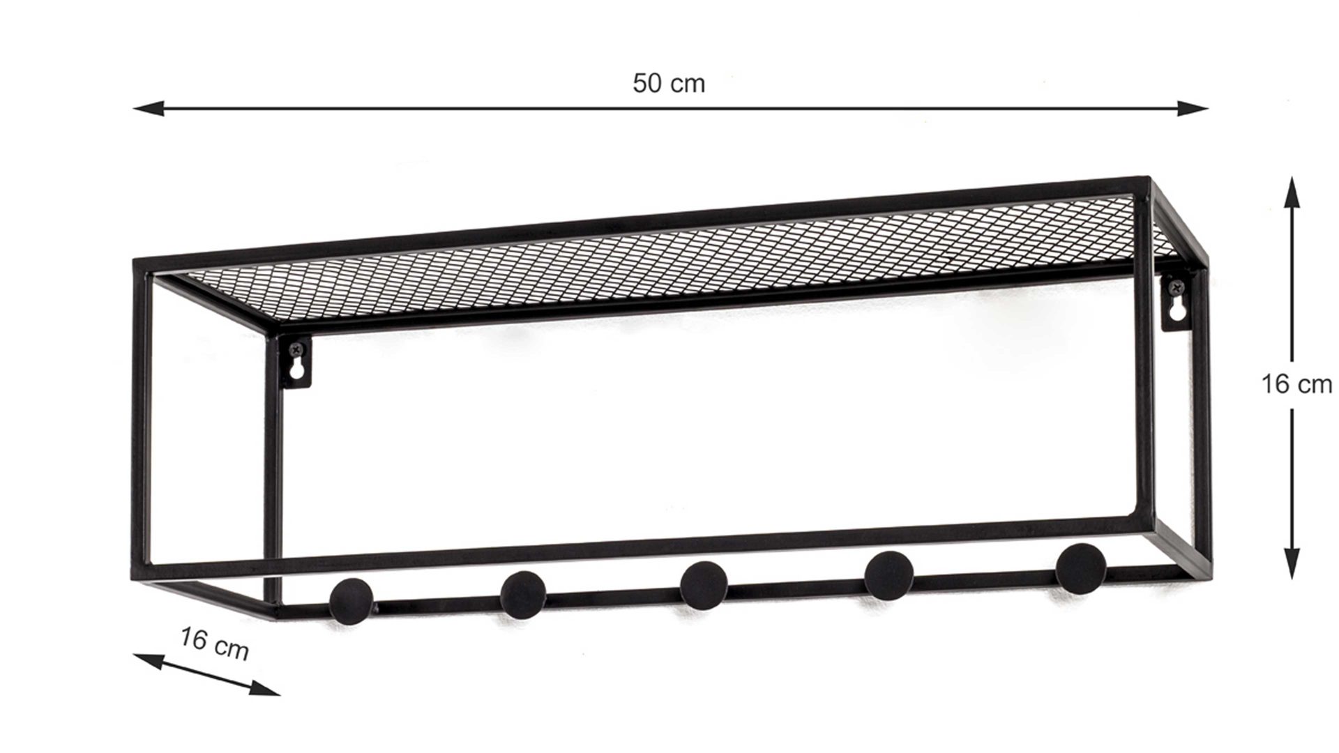 Wandgarderobe Haku aus Metall in Schwarz Wandgarderobe schwarzes Metall - Länge ca. 50 cm