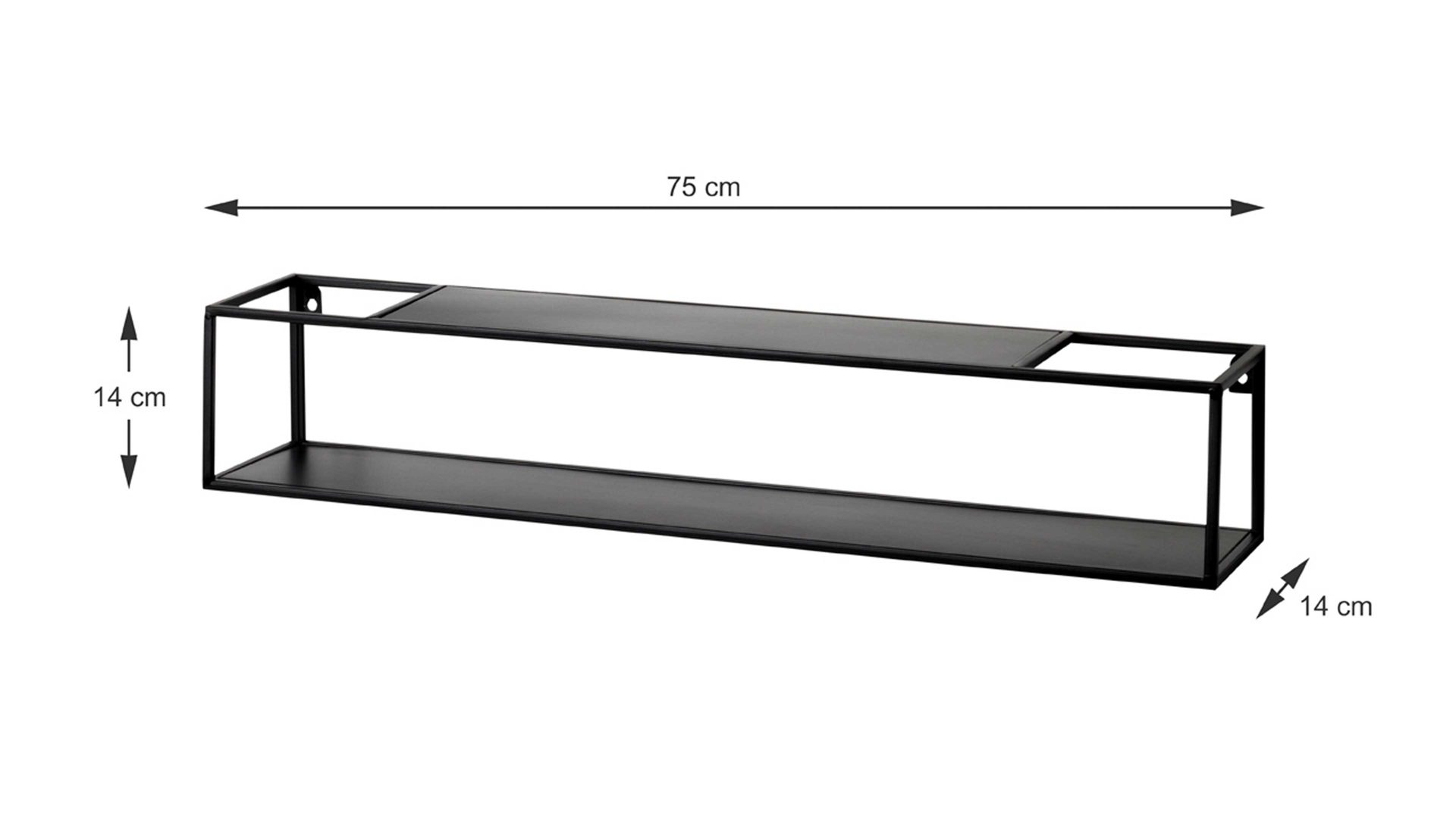 Wandregal Haku aus Metall in Schwarz Wandregal-Set schwarzes Metall - zweiteilig