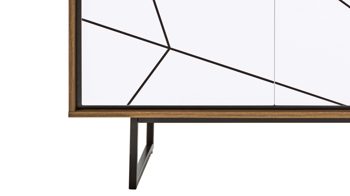 Sideboard Wojcik aus Holz in Weiß Sideboard Brolo Weiß, Catania Eiche & Schwarz - drei Türen, eine Schublade, Breite ca. 167 cm