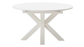 Esstisch Mäusbacher i.i. aus Holz in Weiß Esstisch-Serie The Big System - Auszugtisch Mattweiß - Durchmesser ca. 130 cm