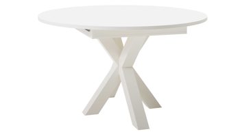 Esstisch Mäusbacher i.i. aus Holz in Weiß Esstisch-Serie The Big System - Auszugtisch Mattweiß - Durchmesser ca. 130 cm