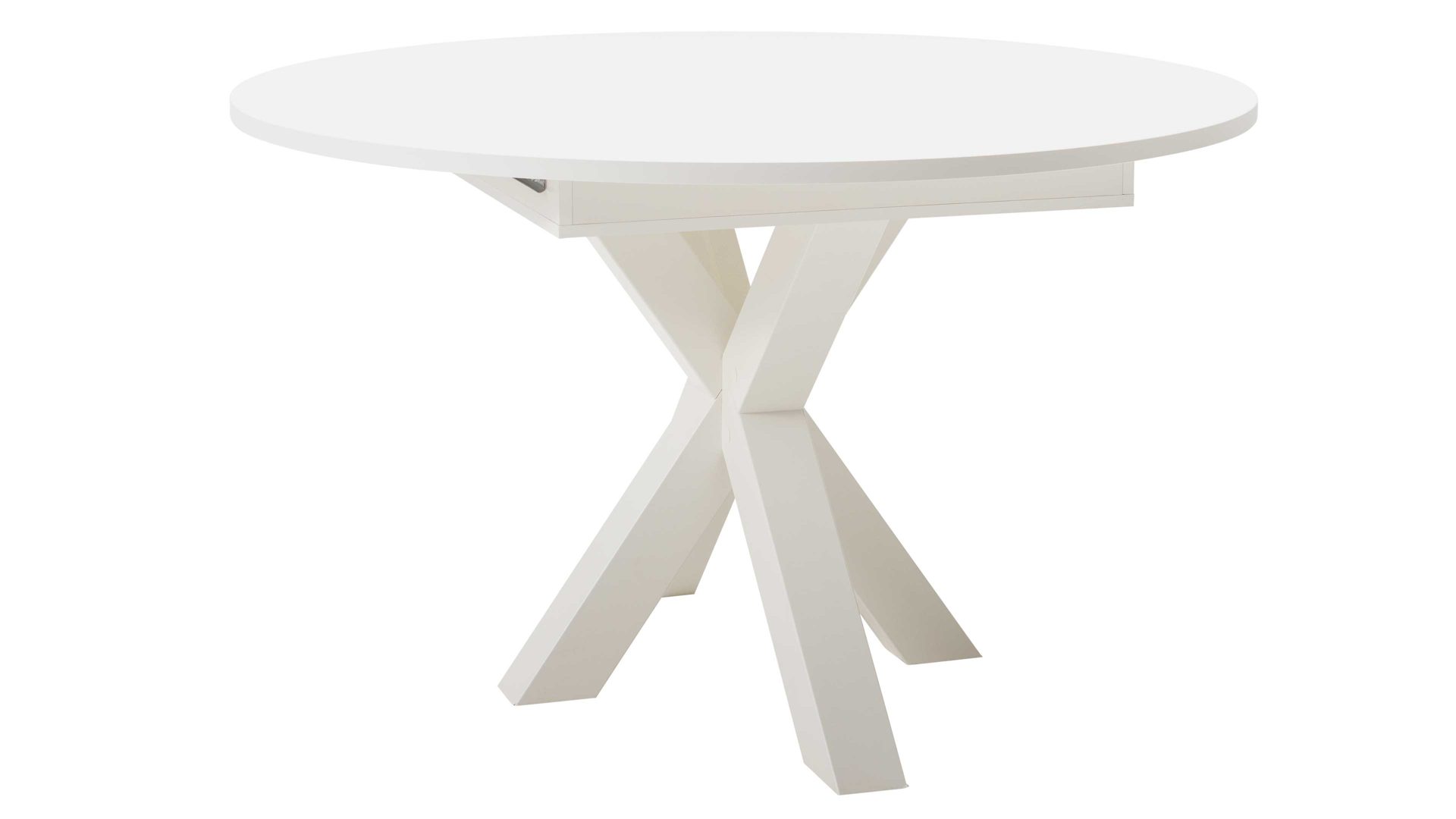Esstisch Mäusbacher i.i. aus Holz in Weiß Esstisch-Serie The Big System - Auszugtisch Mattweiß - Durchmesser ca. 130 cm