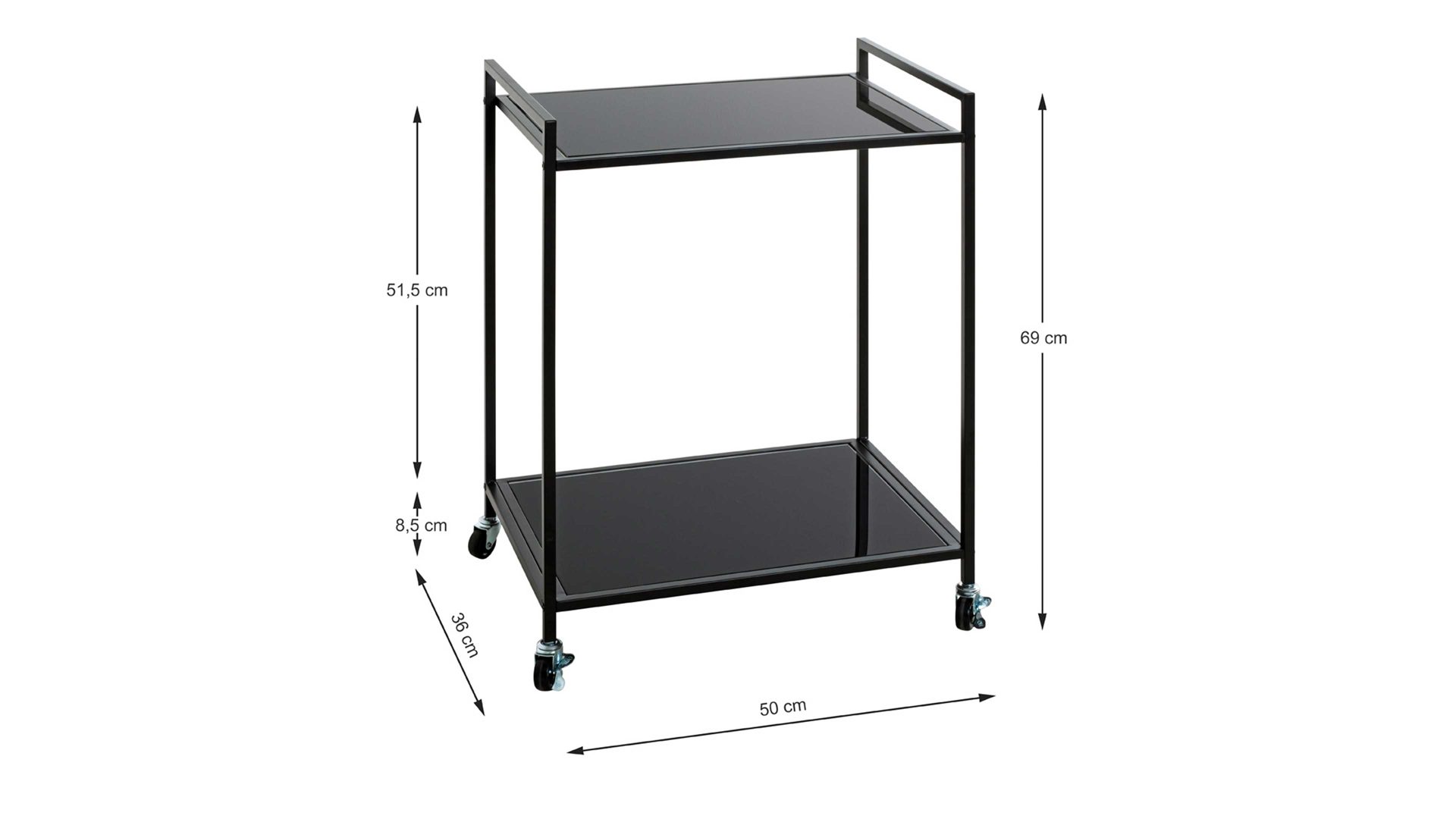 Servierwagen Haku aus Metall in Schwarz Servierwagen Glas & Metall - ca. 50 x 36 cm