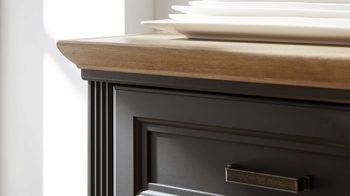 Wohnwand Innostyle aus Holz in Dunkelgrau Möbelprogramm Jasmin - Wohnwand Graphit & Artisan Eiche – vierteilig