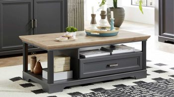 Couchtisch Innostyle aus Holz in Dunkelgrau Möbelprogramm Jasmin - Couchtisch Graphit & Artisan Eiche – ca. 120 x 67 cm