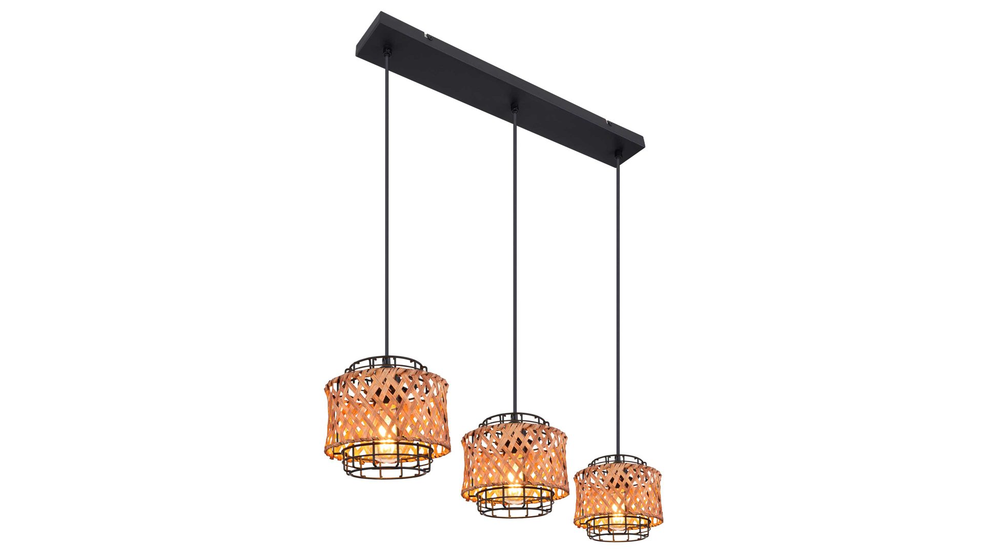 Pendelleuchte Globo lighting aus Metall in Holzfarben GLOBO Hängeleuchte Gina Bambus & Metall – Länge ca. 65 cm