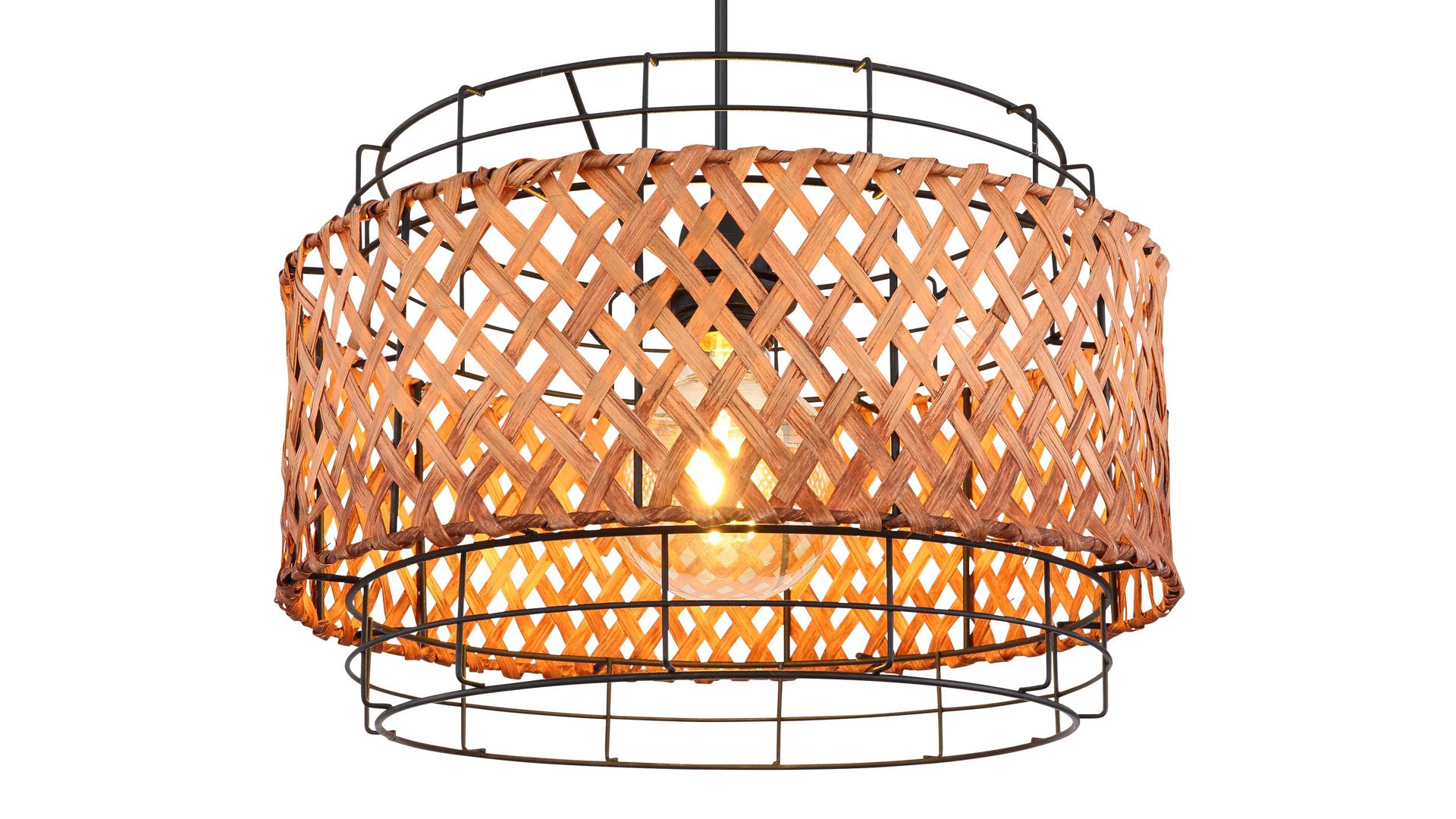 Pendelleuchte Globo lighting aus Metall in Holzfarben GLOBO Hängeleuchte Gina Bambus & Metall – Durchmesser ca. 35 cm