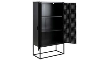 Einzelschrank Actona group aus Metall in Schwarz Metallmöbel Newton - Schrank schwarzer Stahl - zwei Türen, Breite ca. 80 cm
