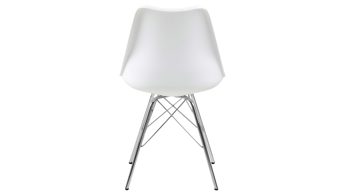 Vierfußstuhl Actona group aus Stoff in Weiß Polsterstuhl Eris weißes Kunstleder D160 & Chromfüße