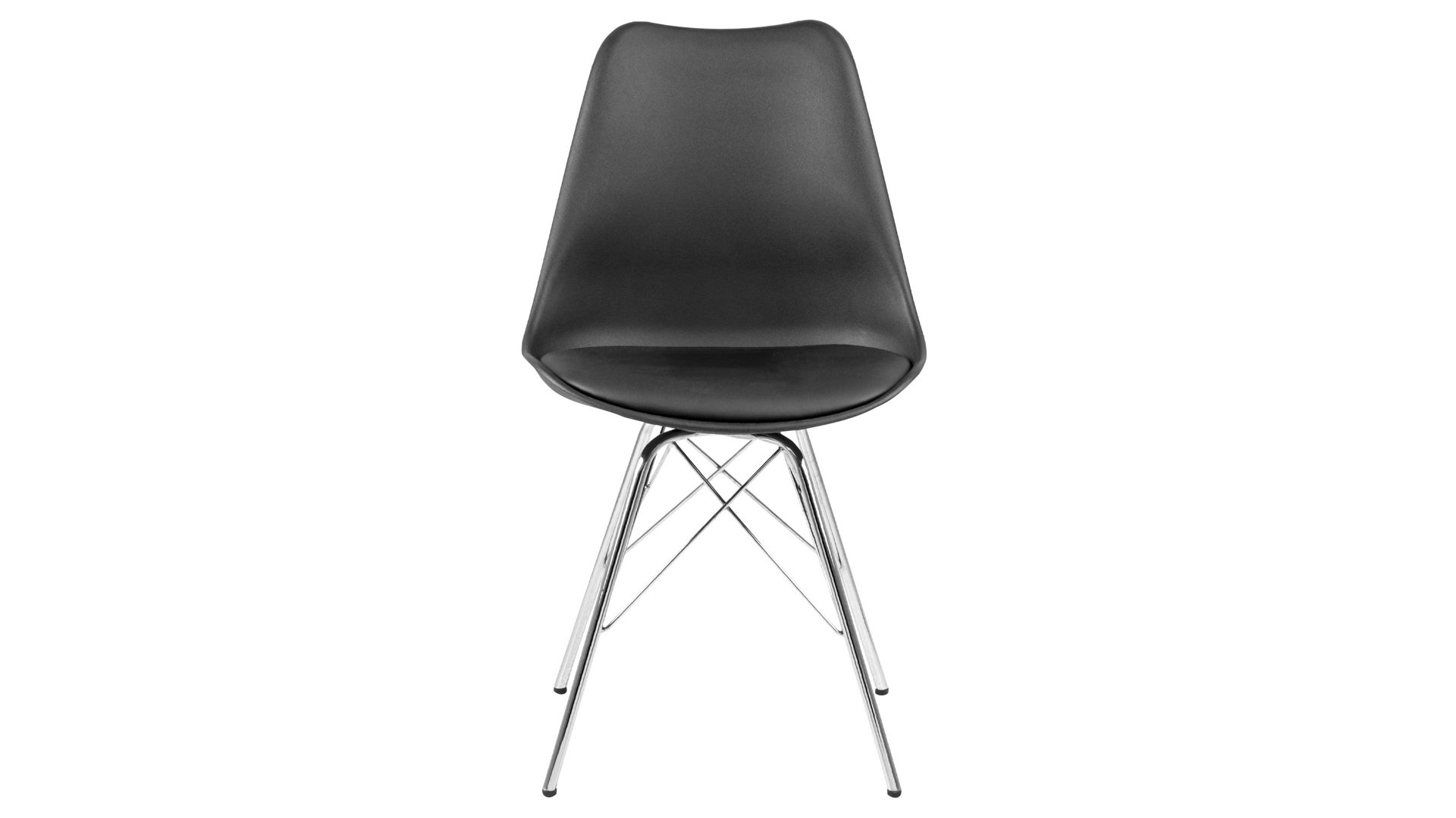Vierfußstuhl Actona group aus Stoff in Schwarz Polsterstuhl Eris schwarzes Kunstleder D158 & Chromfüße