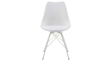 Vierfußstuhl Actona group aus Stoff in Weiß Polsterstuhl Eris weißes Kunstleder D160 & weiße Metallfüße