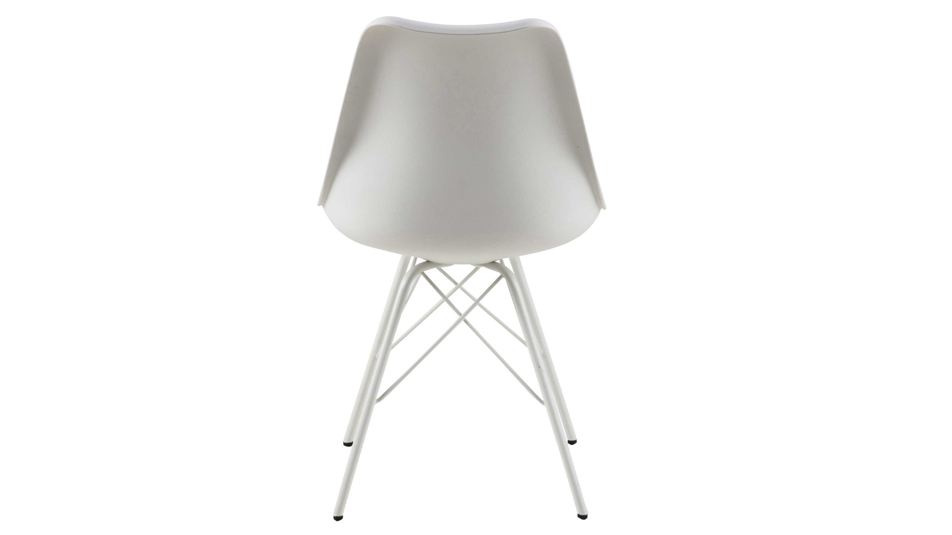 Vierfußstuhl Actona group aus Stoff in Weiß Polsterstuhl Eris weißes Kunstleder D160 & weiße Metallfüße