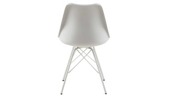 Vierfußstuhl Actona group aus Stoff in Weiß Polsterstuhl Eris weißes Kunstleder D160 & weiße Metallfüße