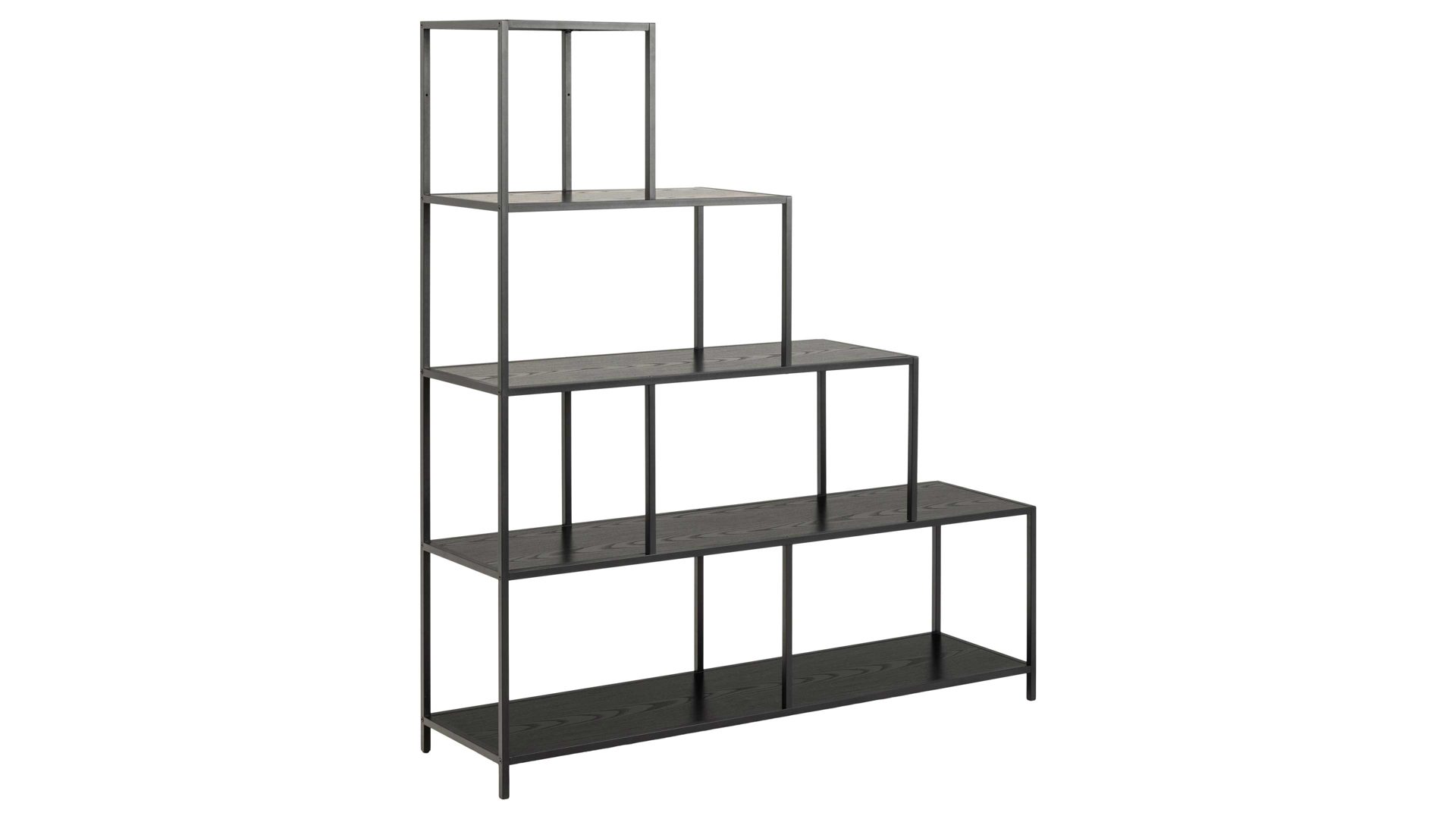 Regal Actona group aus Holz in Schwarz Treppenregal Seaford Schwarz  ca. 135 x 150 cm