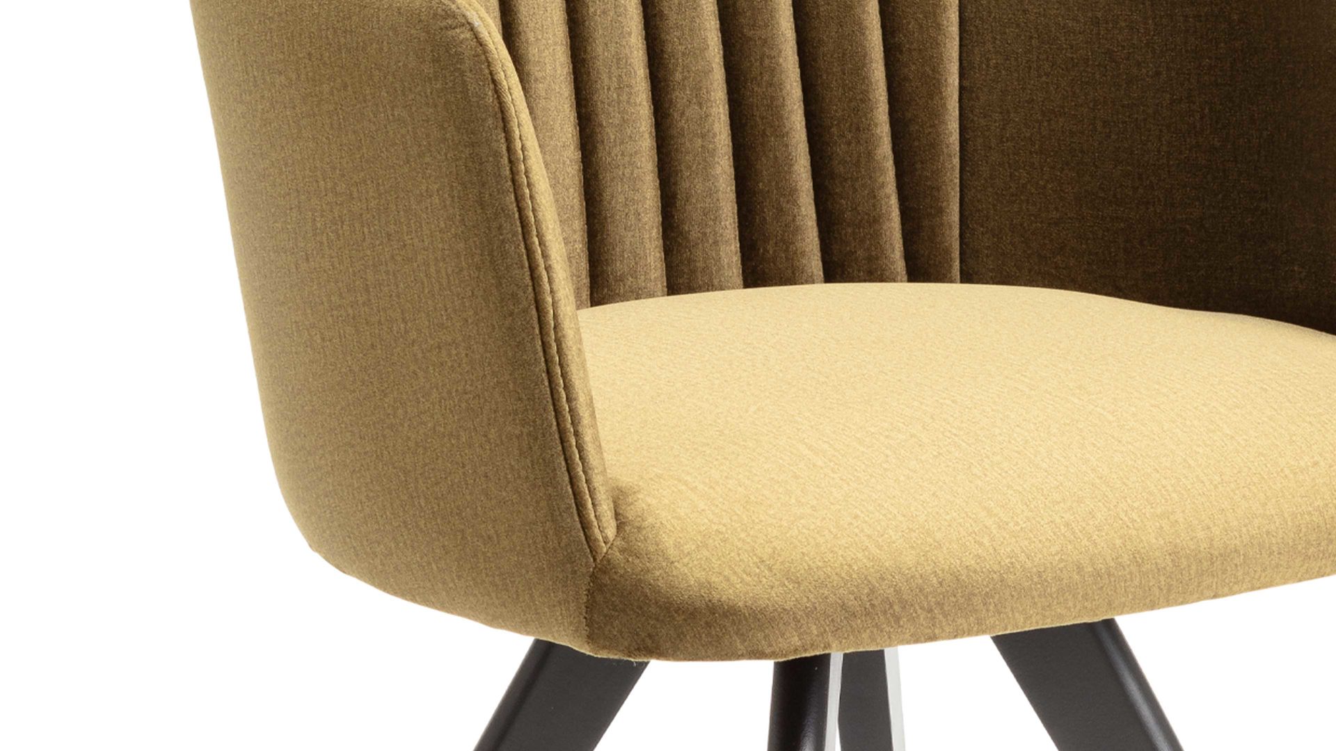 Polsterstuhl Standard furniture factory aus Stoff in Grün Armlehnstuhl Eldar olivgrüner Stoffbezug Monolith 38 & schwarze Holzfüße