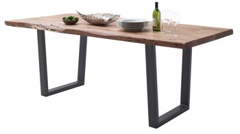 Esstisch Mca direkt aus Holz in Holzfarben Esstisch-Serie Calabria Akazie & anthrazitfarbenes Trapezgestell - ca. 220 x 100 cm