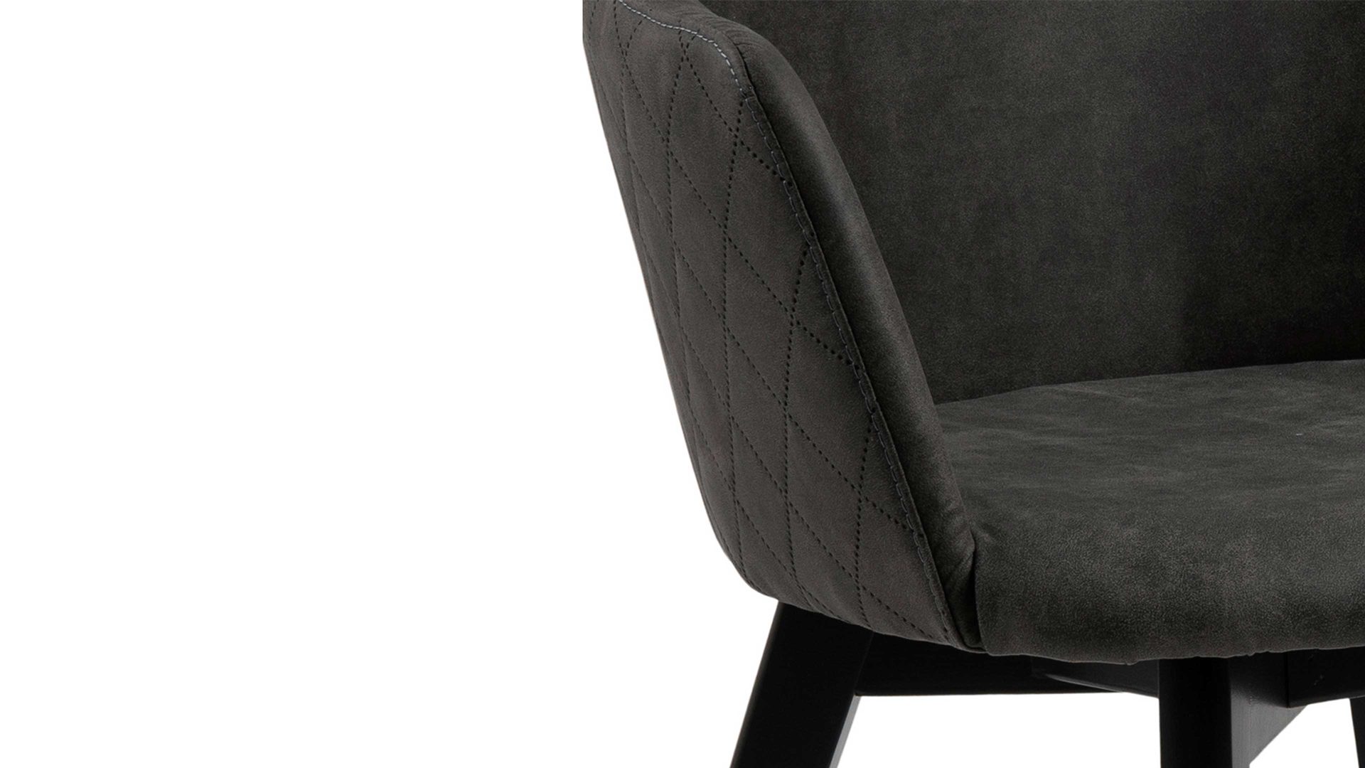 Polsterstuhl Actona group aus Stoff in Anthrazit Armlehnstuhl Bella bzw. Polsterstuhl anthrazitfarbener Stoffbezug Preston 96 & schwarze Holzfüße