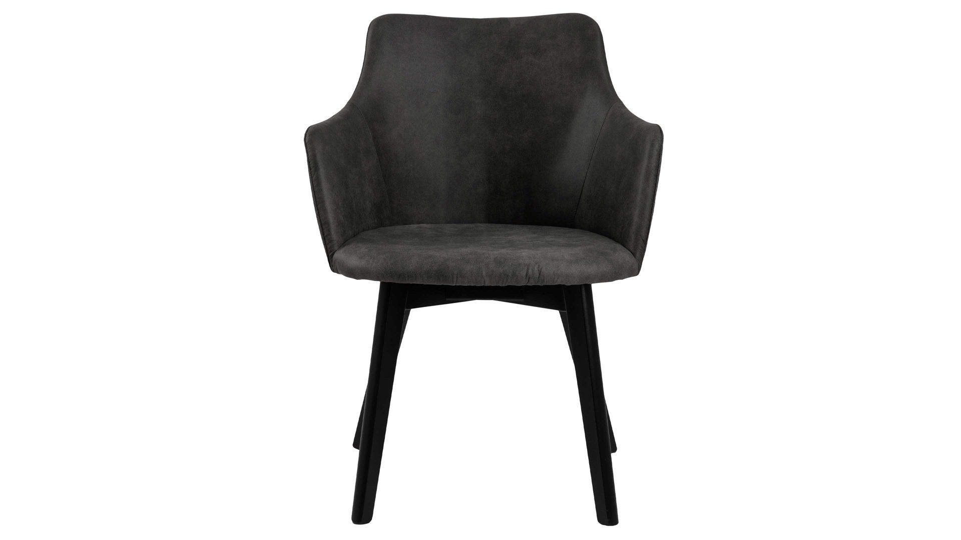 Polsterstuhl Actona group aus Stoff in Anthrazit Armlehnstuhl Bella bzw. Polsterstuhl anthrazitfarbener Stoffbezug Preston 96 & schwarze Holzfüße