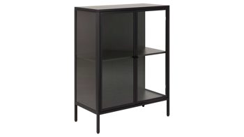 Vitrine Actona group aus Metall in Schwarz Metallmöbel Newcastle - Vitrine Schwarz & Klarglas - zwei Türen, Höhe ca. 99 cm