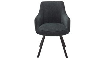 Polsterstuhl Mca furniture aus Stoff in Anthrazit Armlehnstuhl Sasselo mit Drehfunktion anthrazitfarbene Chenille & schwarzes Metallgestell
