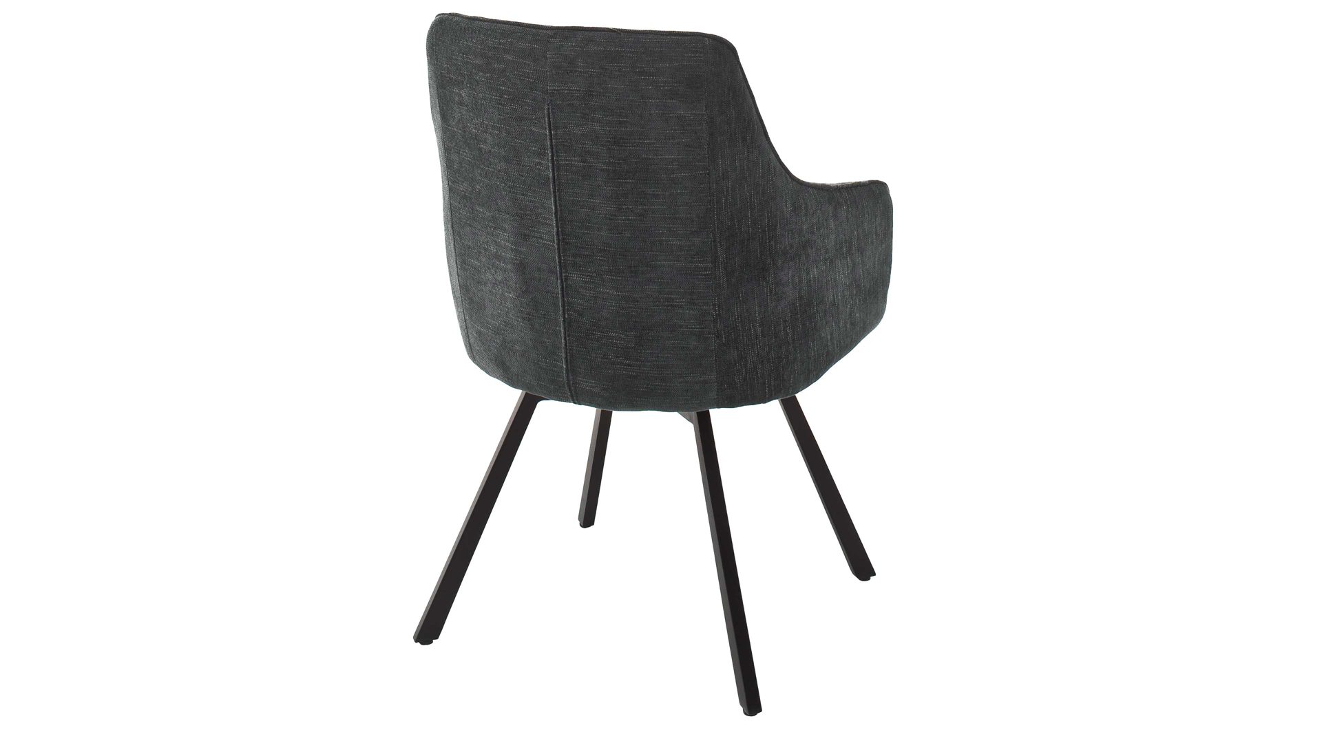 Polsterstuhl Mca furniture aus Stoff in Anthrazit Armlehnstuhl Sasselo mit Drehfunktion anthrazitfarbene Chenille & schwarzes Metallgestell