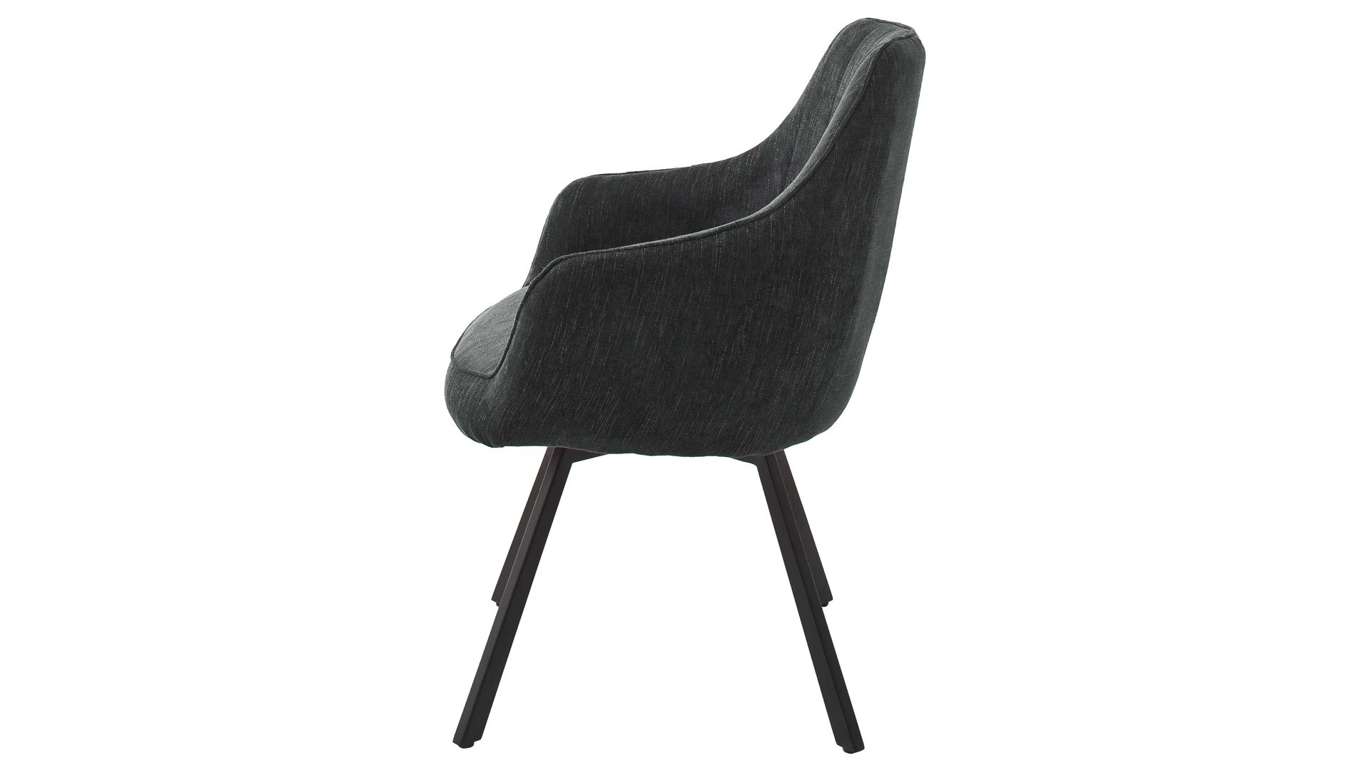 Polsterstuhl Mca furniture aus Stoff in Anthrazit Armlehnstuhl Sasselo mit Drehfunktion anthrazitfarbene Chenille & schwarzes Metallgestell