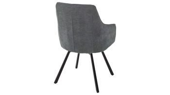 Polsterstuhl Mca furniture aus Stoff in Grau Armlehnstuhl Sasselo mit Drehfunktion graue Chenille & schwarzes Metallgestell