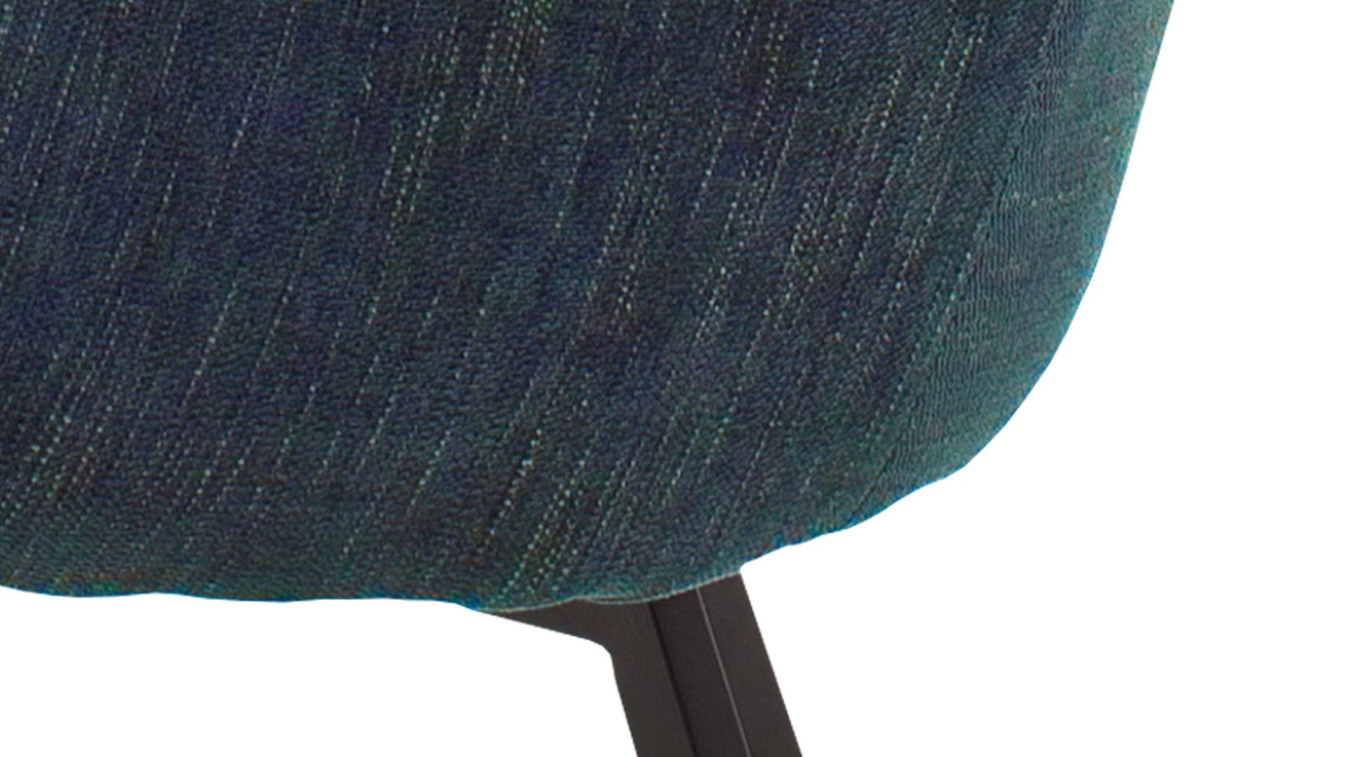 Polsterstuhl Mca furniture aus Stoff in Petrol Armlehnstuhl Sasselo mit Drehfunktion petrolfarbene Chenille & schwarzes Metallgestell