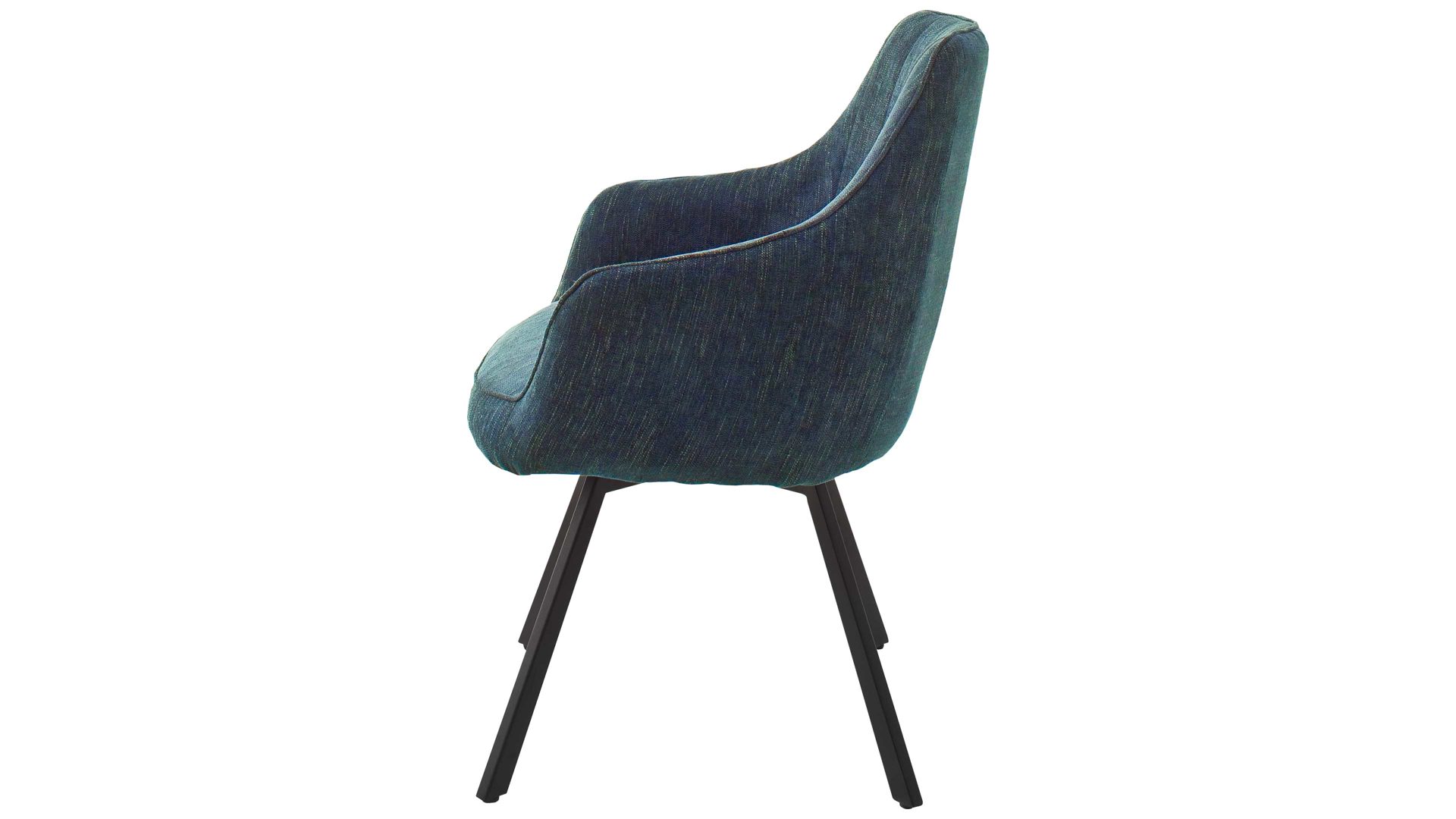 Polsterstuhl Mca furniture aus Stoff in Petrol Armlehnstuhl Sasselo mit Drehfunktion petrolfarbene Chenille & schwarzes Metallgestell