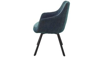 Polsterstuhl Mca furniture aus Stoff in Petrol Armlehnstuhl Sasselo mit Drehfunktion petrolfarbene Chenille & schwarzes Metallgestell