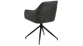 Vierfußstuhl Actona group aus Stoff in Anthrazit Armlehnstuhl Brenda mit Drehfunktion anthrazitfarbener Bezug Preston 96 & schwarze Metallfüße