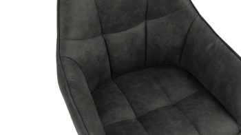 Vierfußstuhl Actona group aus Stoff in Anthrazit Armlehnstuhl Brenda mit Drehfunktion anthrazitfarbener Bezug Preston 96 & schwarze Metallfüße