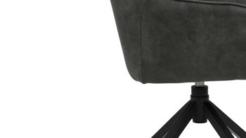 Vierfußstuhl Actona group aus Stoff in Anthrazit Armlehnstuhl Brenda mit Drehfunktion anthrazitfarbener Bezug Preston 96 & schwarze Metallfüße