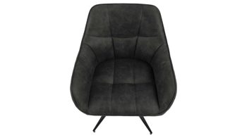 Vierfußstuhl Actona group aus Stoff in Anthrazit Armlehnstuhl Brenda mit Drehfunktion anthrazitfarbener Bezug Preston 96 & schwarze Metallfüße