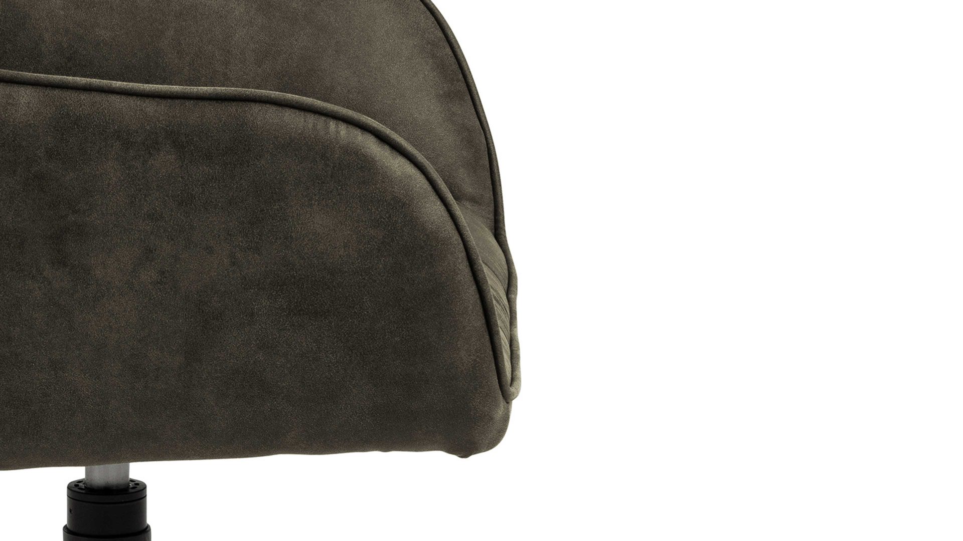 Vierfußstuhl Actona group aus Stoff in Dunkelgrün Armlehnstuhl Brenda mit Drehfunktion olivgrüner Bezug Preston 38 & schwarze Metallfüße